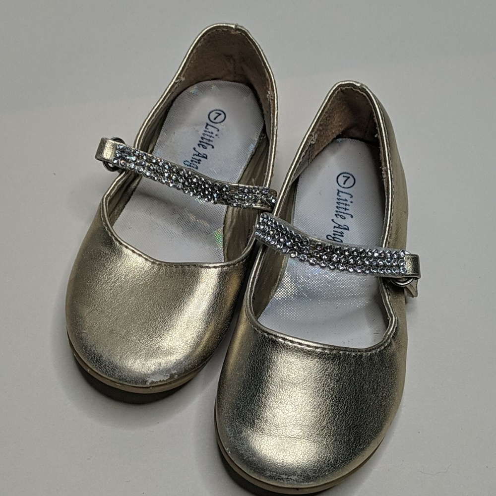 Little Angels Size 7 Gold Mary Jane's with Jewels